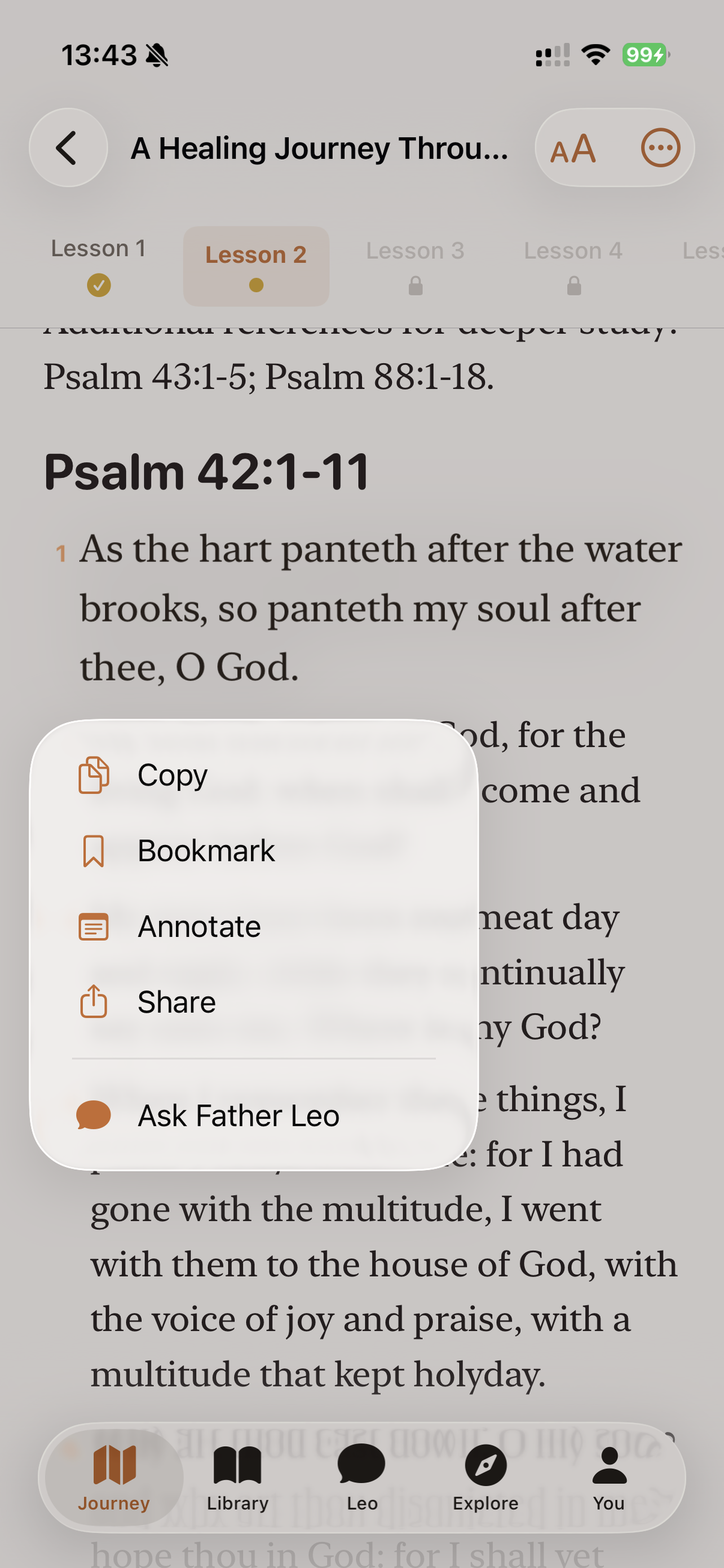 Ask Father Leo about any verse with one tap