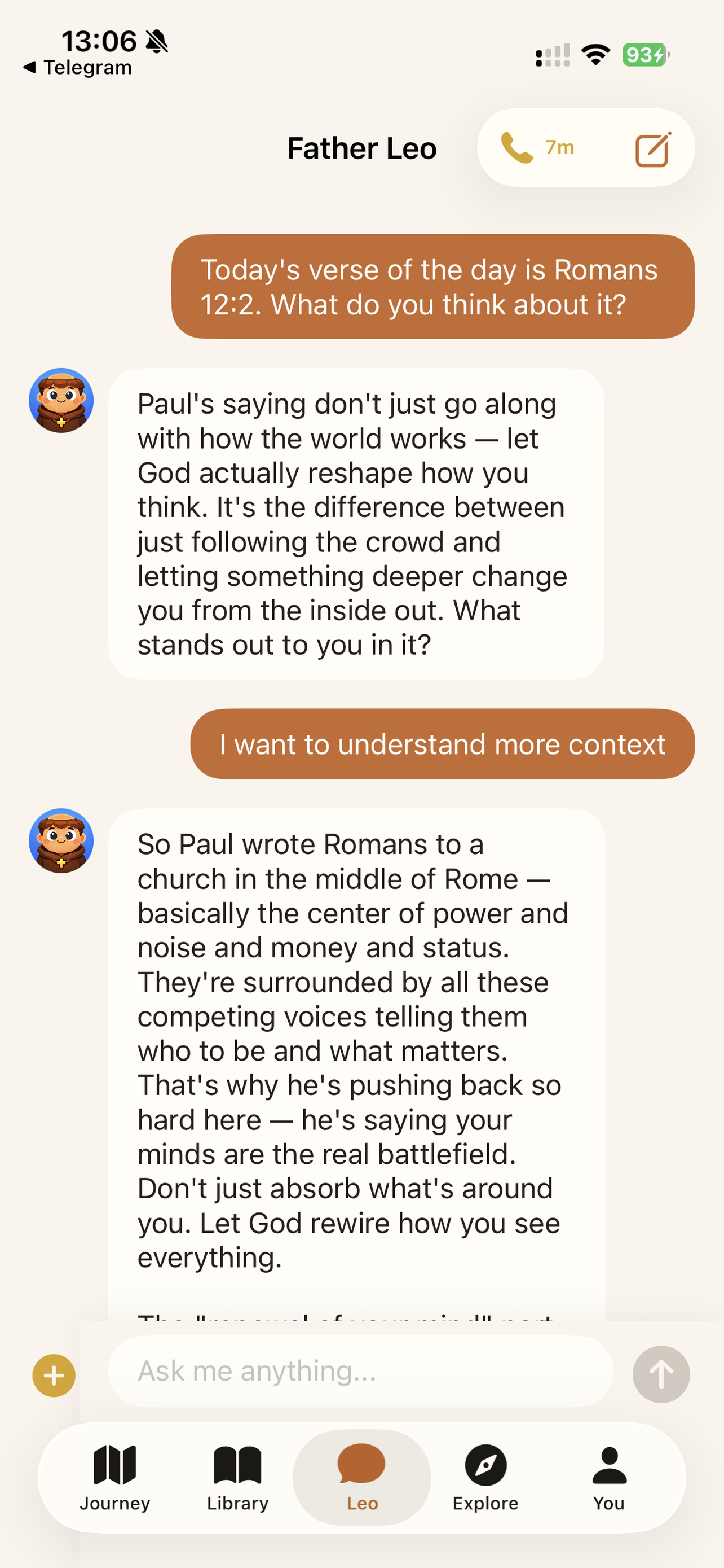 Chat conversation with Father Leo about a Bible passage
