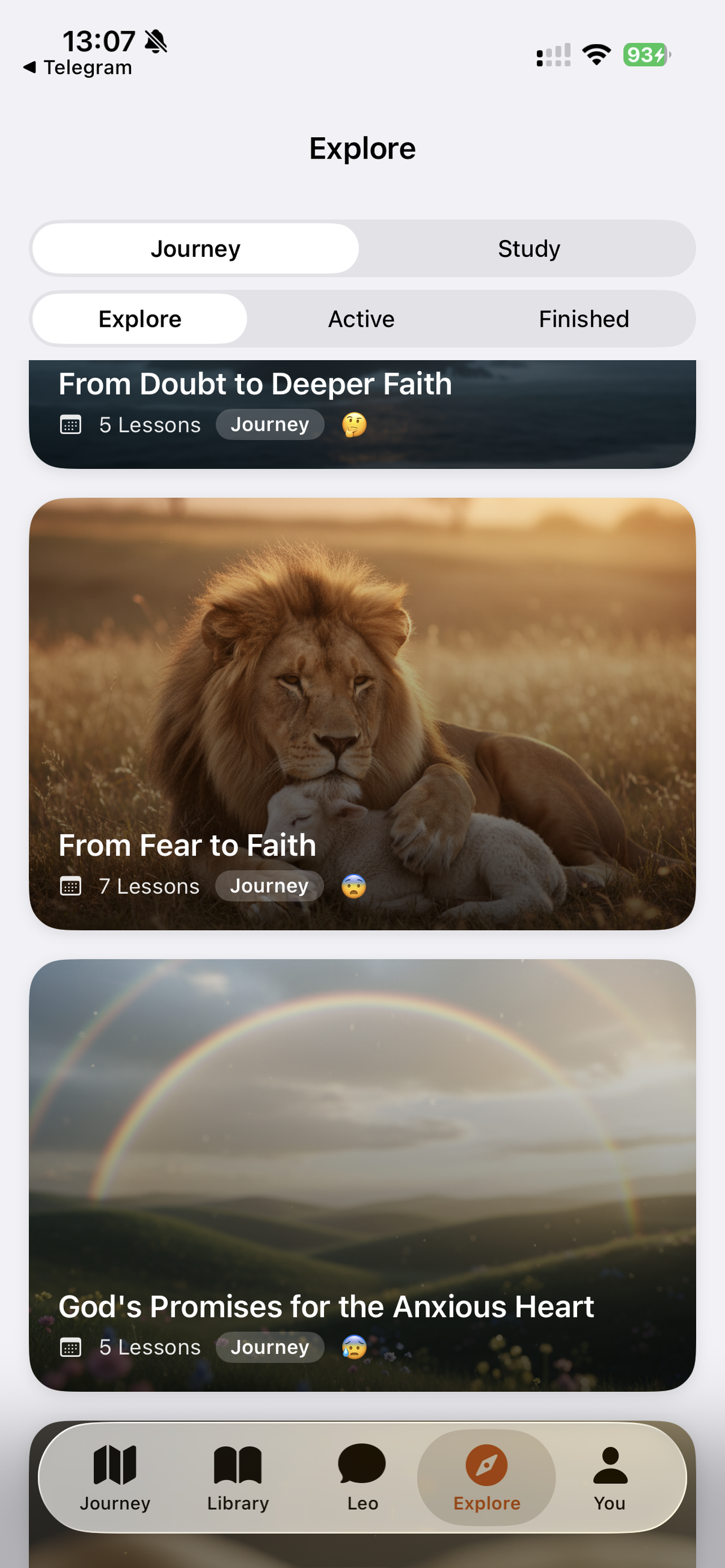 Explore page showing guided Bible plans