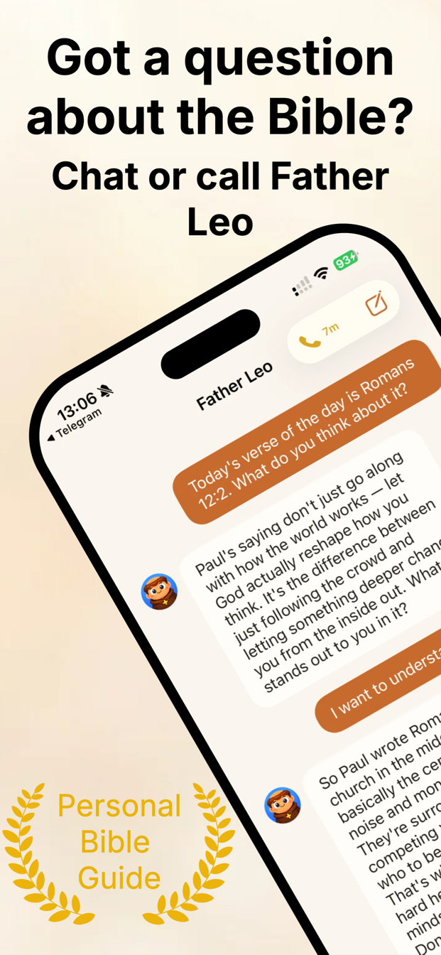Father Leo app — chat or call Father Leo about the Bible