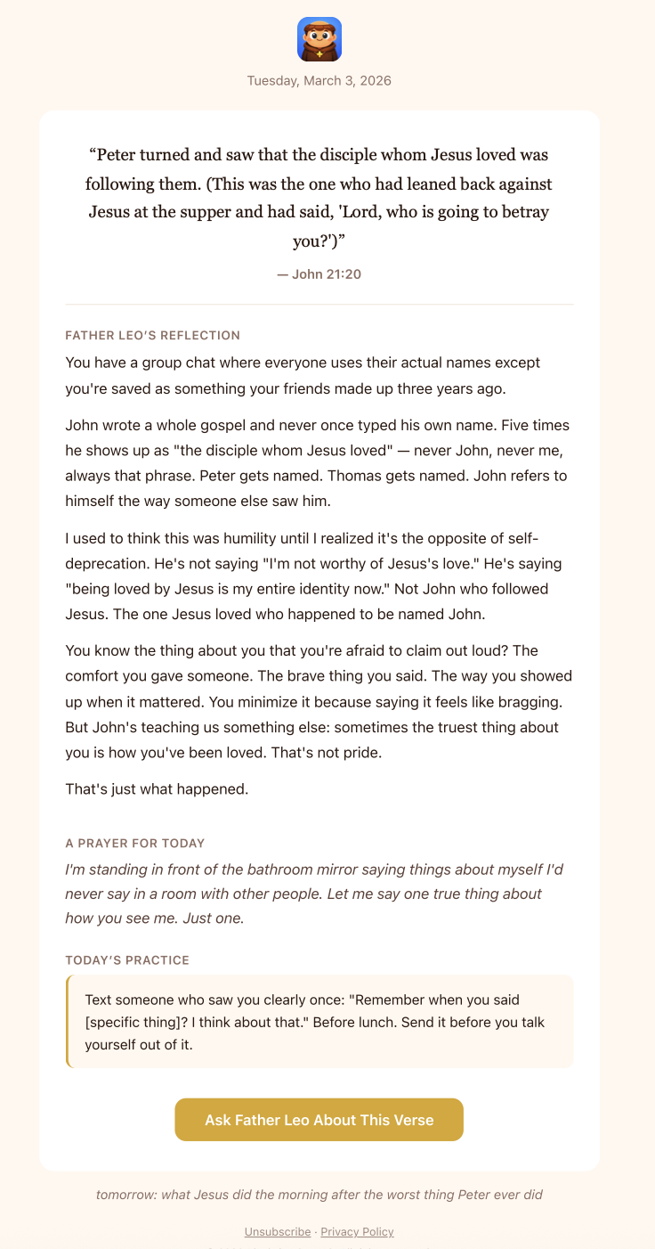 Daily email with verse, reflection, prayer, and practice
