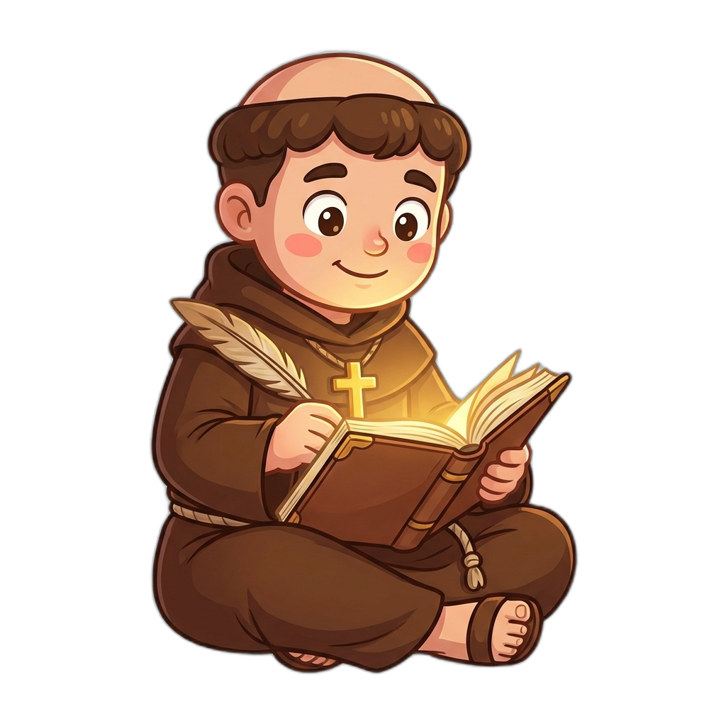 Father Leo writing in a journal